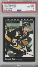 1993 Pinnacle Canadian #195 Jaromir Jagr Penguins Hockey Card PSA 8 NM-MINT