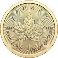 Canada Gold Maple Leaf - 1/10 oz - $5 - .9999 Fine - Random Date