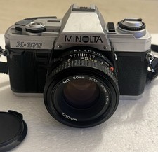 Vintage Minolta X-370 35mm SLR Film Camera w/ Minolta MD 50mm f/1.7 Lens