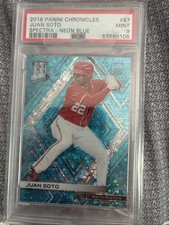 2018 Panini Chronicles - Spectra Juan Soto #87 Neon Blue Prizm /99 (RC) PSA 9