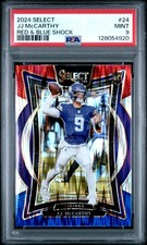 2024 Panini Select J.J. McCarthy #24 Red & Blue Shock RC Vikings PSA 9