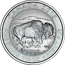 1.25 oz Silver Canada Bison .9999 Fine $8 BU Coin in Air-Tite Capsule