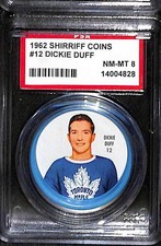 1962 Shirriff Coins #12 DICK DUFF PSA 8 NM-MT 14004828