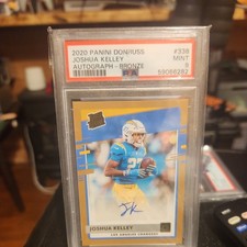 2020 Panini Donruss Rated Rookie Joshua Kelley #338 PSA 9 Rookie Auto