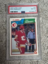 1983 O-PEE-CHEE OPC HOCKEY CARD PSA 8 PAUL REINHART CALGARY FLAMES