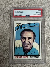 1976 TOPPS HOCKEY CARD PSA 8 ED VAN IMPE PITTSBURGH PENGUINS