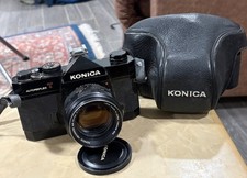 Konica Autoreflex T 35mm SLR Camera /hexagon AR 57mm Lens Japan Vtg 60s Black