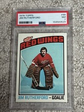 1976 TOPPS HOCKEY CARD PSA 7 JIM RUTHERFORD DETROIT RED WINGS