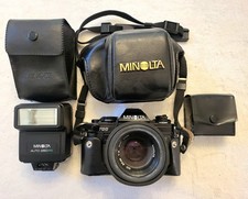 Minolta X-700 35mm SLR Camera w/ MD 50mm f/1:2 Lens, 280px Flash, Cover, Filter
