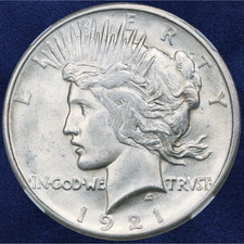 1921 Peace Silver Dollar $1 Cleaned Condition