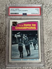 1976 TOPPS HOCKEY CARD PSA 5 STANLEY CUP CHAMPIONS MONTREAL CANADIENS
