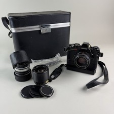 Vintage Konica Autoflex T4 35mm Camera Carrying With Case & Extra Lenses