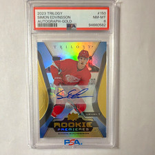 Upper Deck Trilogy 2023-24 Simon Edvinsson RC Gold Auto #150 /149 PSA 8