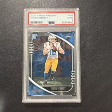 Panini 2020 Absolute Justin Herbert Rookie Base #167 PSA 9 Los Angeles Chargers