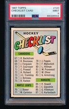 1967 Topps Hockey CHECKLIST #120 PSA 9