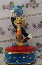 Disney Parks Arribas Brothers Jiminy Cricket Jewelled Trinket Box Figurine