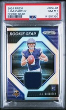 2024 Panini Prizm J.J. McCarthy #RG-JJM Rookie Gear Vikings PSA 8