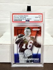 2014 PANINI PRIZM #53 FRANK GIFFORD RED WHITE & BLUE REFRACTOR GIANTS HOF PSA 10