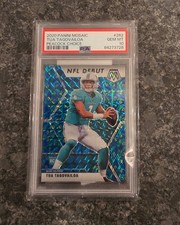 2020 Panini Mosaic Tua Tagovailoa Peacock Choice NFL Debut #262 RC PSA 10