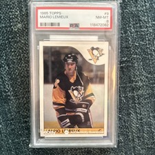 1985 Topps NHL Hockey Mario Lemieux Rookie #9 PSA 8 SD