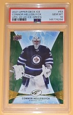 Connor Hellebuyck PSA 10 Low Pop 1 Green 2020-21 Upper Deck Ice Hockey Jets NHL