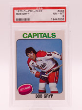 1975 O-Pee-Chee #348 Bob Gryp ROOKIE RC PSA 8 NM-MT Washington Capitals NHL