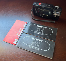 Olympus XA 35mm Rangefinder Film Camera w/ A11 Electronic Flash - TESTED WORKING