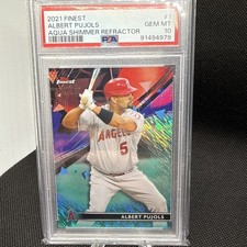 PSA 10 ALBERT PUJOLS 2021 TOPPS FINEST AQUA Shimmer REFRACTOR #/175 Angels HOF