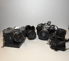 35mm Camera Lot of 4 - Konica Autoreflex T3, Yashica Electro 35 GSN, Sears KSX