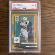 2022 Donruss Press Proof Premium JAYLEN WADDLE PSA 10 Gold Dolphins