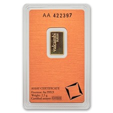 2.5 gram Gold Valcambi Bar (In Assay).9999 Fine