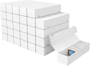 Trading Card Storage Box, 30-Pack 1100 Count White Corrugated Cardboard Box