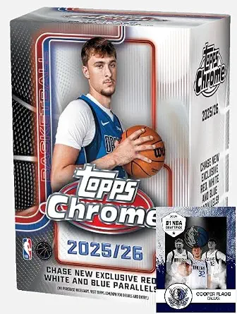 NEW 2025-26 CHROME Basketball Card BLASTER Box, Plus Cooper Flagg Card Sized Print