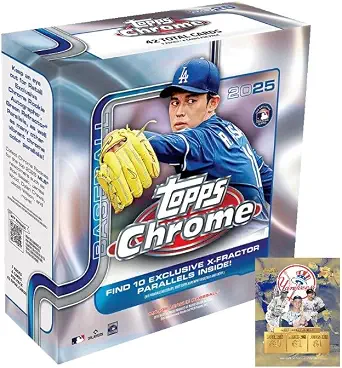 NEW 2025 CHROME Baseball Trading Card MEGA Box - Bonus Aaron Judge Card Sized Print