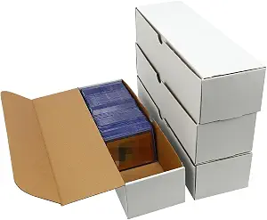 4-Pack • 3200-Count Trading/Gaming Card Box – Fits Toploaders & Sports Cards – Heavy-Duty Cardboard Organizer