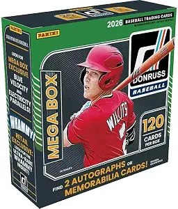 2026 Panini Donruss Baseball Retail Mega Box | Factory Sealed MLB Trading Cards | Exclusive Mega Box Parallels | Rated Prospects, Optic Cards, Inserts & Rare Chase Cards