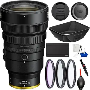 Nikon Z 28-135mm f/4 PZ Professional Power Zoom Lens for Nikon Z Mount Mirrorless Cameras Bundle with 3-Piece Filter Kit, Lens Pen, Dust Blower, Cleaning Kit & Many More