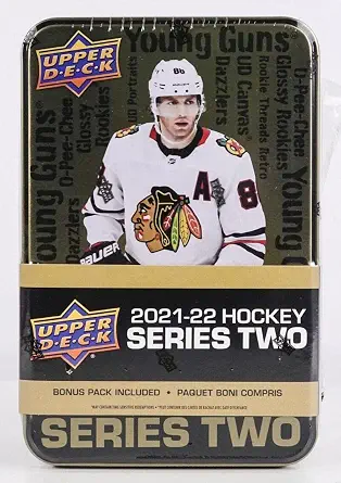 2021-22 NHL Upper Deck Series 2 Hockey Factory Sealed Tin Box 8 Packs