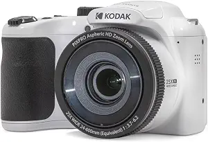 KODAK PIXPRO AZ255 16MP Digital Camera, 25x Optical Zoom, AA, OIS, White