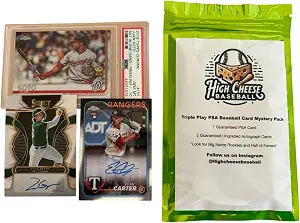 High Cheese Baseball Triple Play Mystery Pack with 1 PSA Graded Card, 2 Autographed Baseball Cards