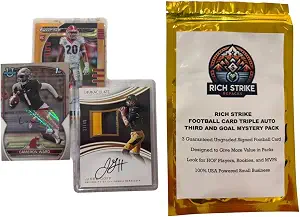 Rich Strike Football Card Triple Auto Third and Goal Mystery Pack. 3 Guranteed Autograph Football Cards.