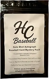 High Cheese Baseball Cards Solo Shot Mystery Pack with Guaranteed Autograph Card, Magnetic Card Protector, Features Rookies, Prospects, Hall of Famers