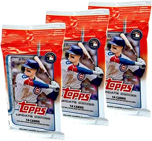 2025 Topps Updates Baseball Trading Cards 3 Retail Packs, 14 Cards per Pack, Look for Rookie Cards!