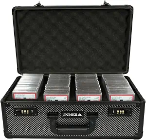 PREZA Graded Card Storage Box - Premium Trading Card Case for Graded Sports and TGC Collectibles - Carbon Fiber Slab Case Storage (X-Large)