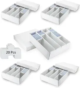 4 Row Trading Card Storage Box, 5 Pack 3200 Count Supporters&Divider white