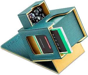 Mage Tech Card Deck Box for MTG Commander - Patented Design, Commander Display, As Deck Holder, Fits 100 Double-Sleeved Cards, Include 35pt Card Brick & Dice Tray (8. Home)