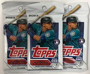 Topps 2023 Series 1 Baseball MLB Set of 3 Packs - 16 Cards per Pack - 48 Trading Cards Total