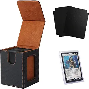 Venssu MTG Deck Box with Commander Display, Fits TCG Cards (Black&Brown)