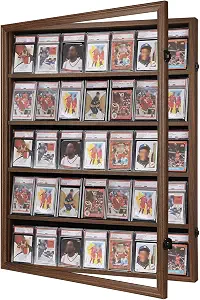 VERANI 35 Graded Sports Baseball Card Display Case Wall Mount Walnut
