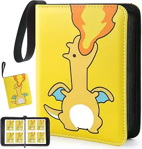 Premium Collectible Trading Card Albums,Card Binder Fits 400 Cards with 50 Removable Sleeves,Display Game Card Case book Holder, Fire Dragon Themes